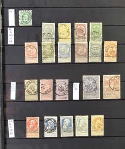 1869/2025 Samenstelling 4 diverse uitgiften, honderden zegels met goed leesbare stempels in insteekboek, w.o. veel Elström en Velghe, zm