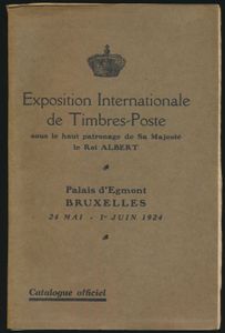 Exposition Internationale de Timbres-Poste sous le haut patronage de Sa Majesté le Roi Albert; 1924; gedrukt; ingebonden; Frans; 91pag.; zachte kaft; in redelijke staat