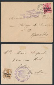 Duitse bezettingszegels, 3 brieven uit Bernissart, Hautfays en Bree, alle met speciale censuur stempels (Soignies, Libramont en Bree), zm
