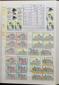 1960/2011 Samenstelling in albums, waarbij vel- en veldelen + losse zegels gesorteerd, BEF en € in doosjes, alle in veelvouden, zm (Frankeerwaarde: €6.920)