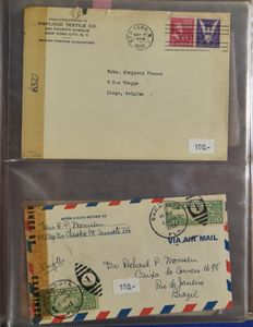 Aardige verzameling brieven in album, meest voor 1950 w.o. USA, Peru, zm/m