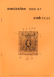 Émission 1866-1867 – Petits Lions N° 22-23 faux et falsifications; S. Toullief; Studiegroep vervalsingen; fotokopies; geniet; Frans; zachte kaft; in redelijke staat