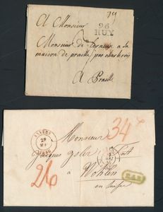 Lotje van 10 brieven (5 voorlopers - 1 pwst (Ruanda Urundi) - 1 zichtkaart (afstempeling Herstal 2, 7 punten) en 3 brieven), zie scans, zm/m