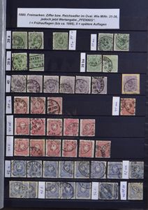 1872/1945 Uitgebreide verzameling in 2 insteekboeken, waarbij kleurnuances, stempels, reeksen , dienst, zm/m/ntz