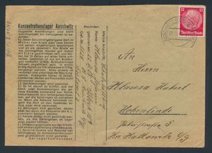 1941 Concentratiekamp Auschwitz brief van 