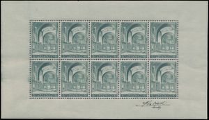 F 477 Vel van 10 stuks ongeplooid met N° 477, gehandtekend door J. De Bast, kleine inkeping bovenaan, zm (OBP ++€800)