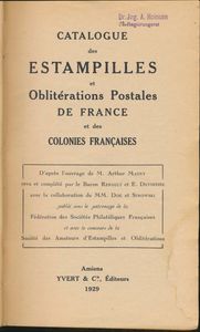 Catalogue des Estampilles Postales de la France; Yvert & Cie; 1929; gedrukt; ingebonden/gelijmd; Frans; 634pag.; harde kaft; in redelijke staat