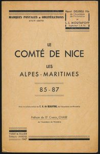 Marques postales le comté de Nice, les Alpes-Maritimes 85-87; Delrieu; 1947; gedrukt; ingebonden/gelijmd; Frans; 274pag.; zachte kaft; in goede staat