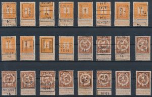 PRE 108/109, zeer mooie samenstelling met betere waarden o.a. Tubize, Florennes, Morlanwelz, Hoboken, Bilsen, Arlon, etc., zm (Hoge cataloguswaarde)