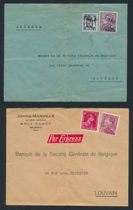 2 brieven, bij gebrek aan stempel, geschreven ontwaard 1940, Mol en Neerpelt, zm/m