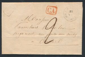 1837 Voorloper met inhoud, vanuit Brasschaat, vertrekstempel Type 18 