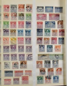 1860/1940 Vele honderden zegels in groot en klein insteekboek, meest oudere zegels, interessant om nader uit te zoeken, o.a. precancels, revenues, tevens ** blokken van 4, zm/m/ntz