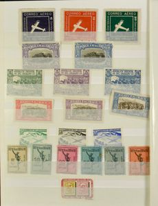 Verzameling in 4 kleine insteekboeken w.o. Chili met aardig klassiek, Argentinië (o.a. UPU 1939 blokken **), Paraguay, Uruguay, zm/m/ntz