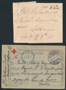 Mooie samenstelling brieven, documenten en zegels, w.o. censuur post, telegram, le courrier Provisoire (