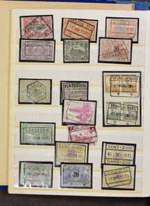 1896/1971 Klein restant met ook betere stempels op zegel, diverse types (oblong, zeshoek en C-stempels), ook klein aantal vrachtbrieven, zm/m