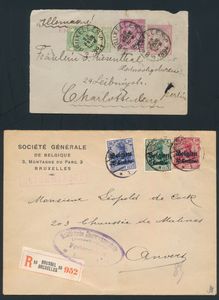 Lotje brieven, 15 ex. meestal met N° 46 en enkele bezettingszegels, zm/m/ntz
