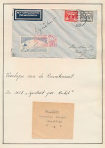 1935 Voorloper ruimtevaart 1935 briefomslag met vignet Zücker-rakettenvluchten en strookje per vuurpijl vliegtuig, zm