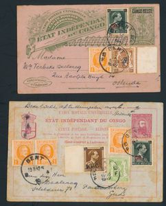 1942/1950 Small collection of mail items, including a cover with a business card, airmail letters, Congolese postal stationery used as postcards in Belgium, etc., vf/f/to be checked