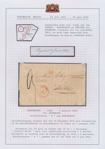 1843 Voorloper met inhoud, vanuit Borgerhout, vertrekstempel 