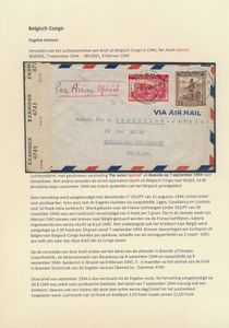 1944, Engelse censuur, Hervatten van het luchtpostverkeer per brief uit Belgisch Congo in 1944, Par Avion Special, Boende, dd. 7 september 1944, aankomst te Brussel, 8 Februari 1945. Meer uitleg beschikbaar bij het lot (zie scan), prachtige brief