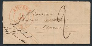 1836 Voorloper met inhoud, vanuit Brasschaat, vertrekstempel 