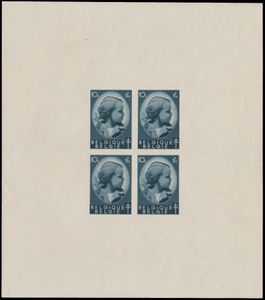 STES 4328 Proef (groot formaat) in grijs, in blok van 4, op dun wit papier, gedrukt in 1 kleur, index 2, zm