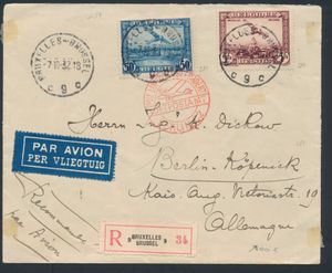 1932 PA 1 en 4 op aangetekende VLP-brief van Brussel 7-10-1932 naar Berlijn met 