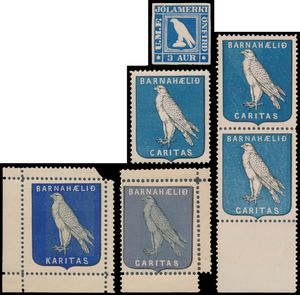 Caritas Giervalk 1904 + 1905 (+ diverse tinten en ook 1917), perfect postfris, zeer zeldzaam, voor vogelverzamelaar!, zm