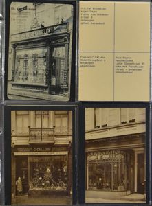 Winkels, cafés en restaurants, prachtige samenstelling met mooie kaarten (veelal met lokaliseringen), uitzonderlijk geheel (92 stuks)