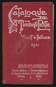 Catalogue de Timbres-Poste 1911; Yvert & Tellier; gedrukt; ingebonden/gelijmd; Frans; 751pag.; harde kaft; in redelijke staat