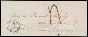 1855 Voorloper als briefomslag, met vertrekstempel 