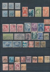 Diverse stempels vanaf 1864, w.o. Koninklijke Marine op fragment, behoorlijke zegelwaarde met o.a. aardig klassiek, zm/m/ntz