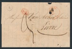 1843 Voorloper met inhoud, vanuit Antwerpen, vertrekstempel 