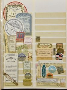 MEDICIJN- & PARFUMERIE-ETIKETTEN: Etiketten + labels, prachtig (+600 stuks)