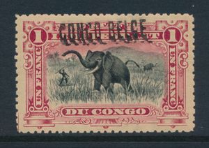 N° 36L-Cu “1fr. carmine” with a local overprint of Type 1, curiosity: “overprint slightly doubled at the base of the letters, vf/to be checked