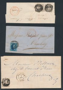 1849/1880 Lotje klassieke brieven en fragmenten (+/-40 ex.), meeste ongetande médaillons, gemengde kwaliteit, zm/m/ntz