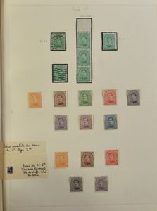 Studieverzameling in album, waarbij proeven, types, kleurnuances, randinscripties, variëteiten, Rode Kruis, stempels, bezetting, zm/m