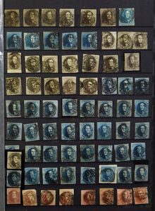 1849/1939 Voorraad in insteekboek in gemengde kwaliteit, stempels, betere reeksen, zm/m/ntz