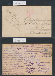 1914/1918 Duitse kampen voor krijgsgevangenen, 23 brieven/kaarten uit België naar die kampen met stempels, censuren, enz., zm/m