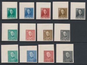 STES 3544/48, 3549, 3551/53, 3554/56 en 3558, voorstellen van onbekende auteur *, 13 kleurproeven, index 1 of 2 (2 zegels met roest), zm/ntz