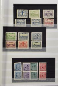 Oost-Europa, diverse items op kaartjes in insteekboek, w.o. Baltische Staten, Polen met lokaaluitgiften, Roemenië, Albanië, zm/m/ntz