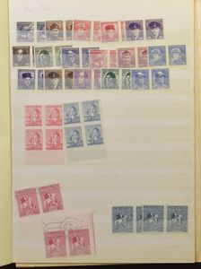 Verzamelingen en dubbels in 15 boeken, zeer veel materiaal, zm/m/ntz ( in 2 dozen)