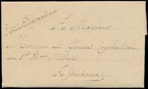 1813 Telegraafdocument naar Strasbourg, dd. 23 februari 1813, aangekomen dezelfde dag om 11 uur 55, gericht aan 