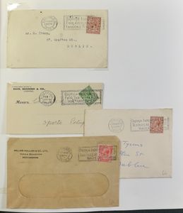 1920/1940 Verzameling brieven en fragmenten met speciale stempels (propaganda, e.a.) in 3 albums, zm/m