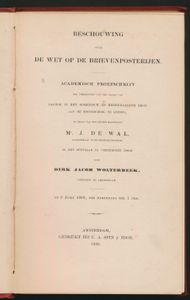 De wet op de brievenposterijen; Wolterbeek; 1860; ingebonden/gelijmd; Nederlands; 82pag.; harde kaft; in goede staat
