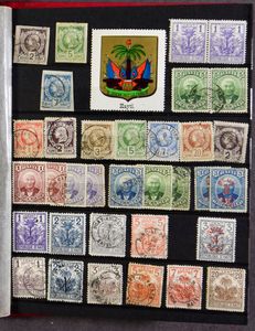 Verzameling in 4 kleine insteekboeken met Nicaragua, Ecuador, Haïti, Dominicaanse Republiek, zm/m/ntz