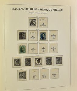 1858/1977 Verzameling in 2 Schaubek albums, klassiek in gemengde kwaliteit, Pellens **/*, Kleine Montenez **, 1° Orval *, Kastelen *, Poortman **, BL 5 **, Atletiek **, Brugge *, LP, zm/m/ntz