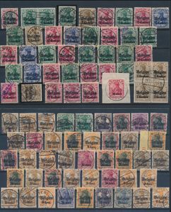 1914/1916 Samenstelling beter stempelmateriaal op 3 grote steekkaarten, meeste zeer centrale - leesbare stempels, voor de specialist, zm/m/ntz