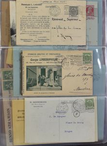 1900/1950 Verzameling +/-200 poststukken, alle met hoofding van Brusselse bedrijven, zm/m