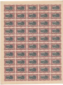 No. 69 “50c. lilac-brown,” in a complete sheet of 50 stamps, combination III.4 + B.2, perforation 14, vf (OBP €2,250)